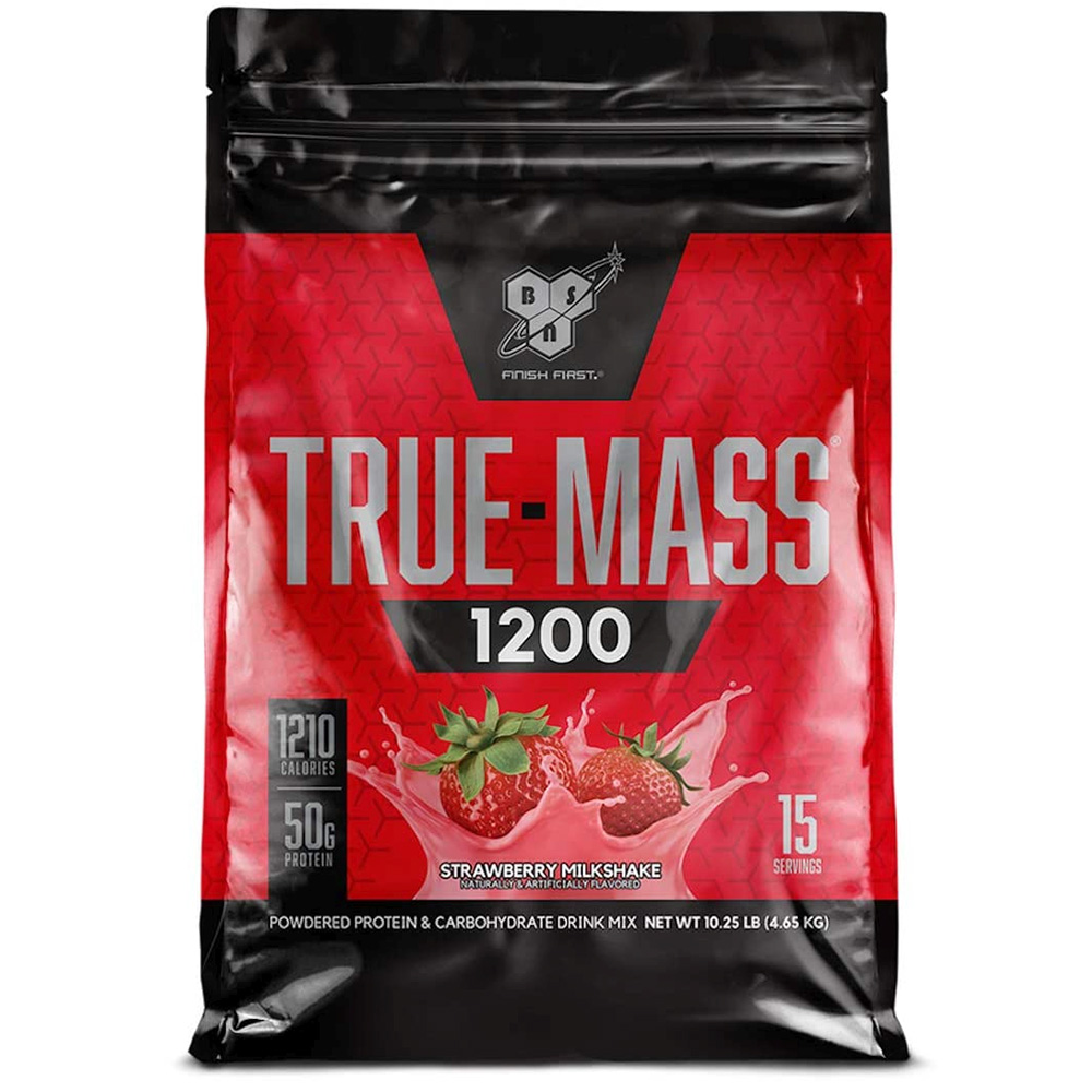 Bsn True mass Weight Gainer, Strawberry Milkshake, 10.3 Lb, 46 G of Protein Per Servings