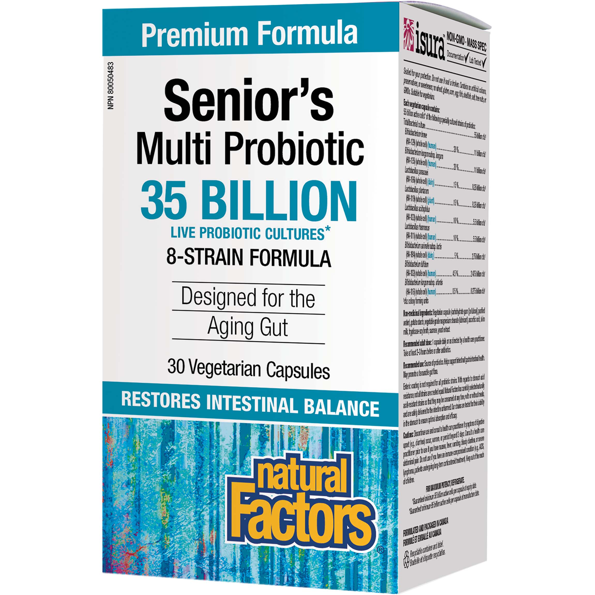 Natural Factors Seniors Multi Probiotic, 35 Billion Active Cells, 30 Veggie Capsules