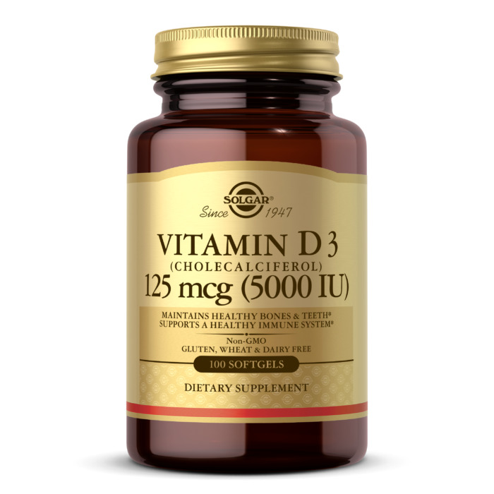 Solgar Vitamin D3 (Cholecalciferol), 5000 IU, 100 Softgels