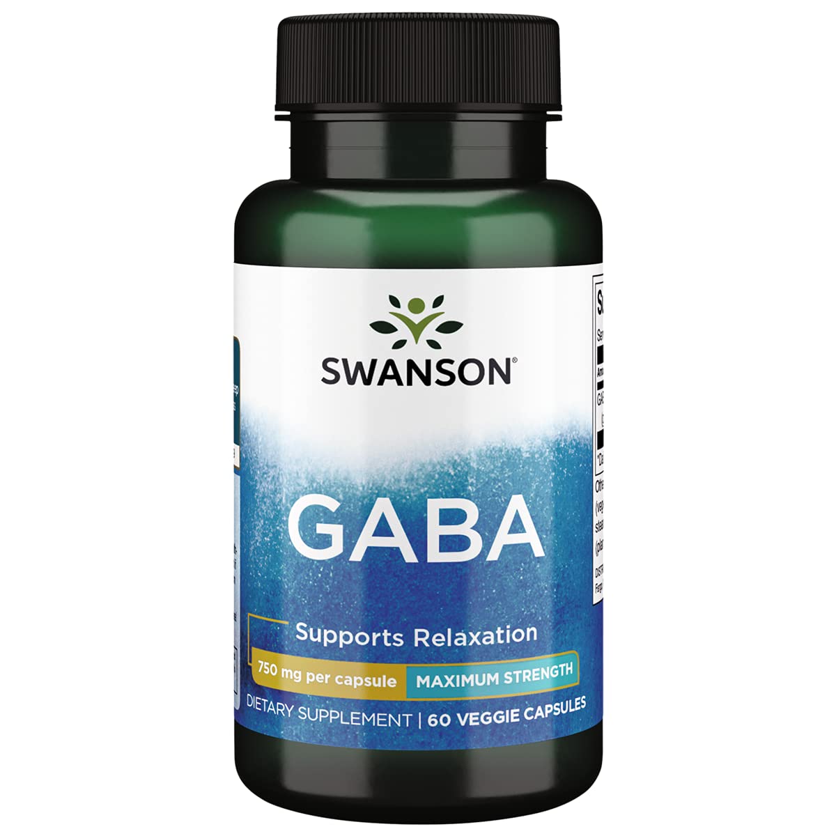 Swanson Gaba Maximum Strength 60 Veggie Capsules 750 mg
