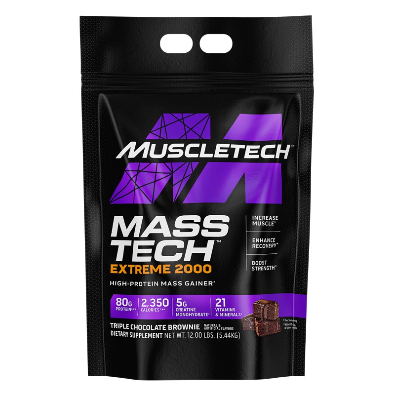 Muscletech Mass Tech Extreme 2000, Triple Chocolate Brownie, 12 LB