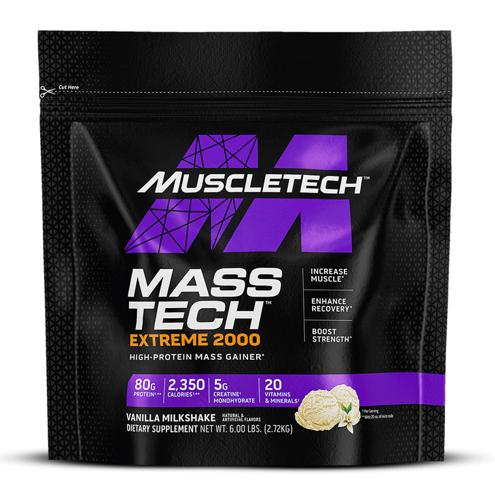 Muscletech Mass Tech Extreme 2000, Vanilla Milkshake, 6 LB, Contains a Massive 2,000 Calories Per Serving