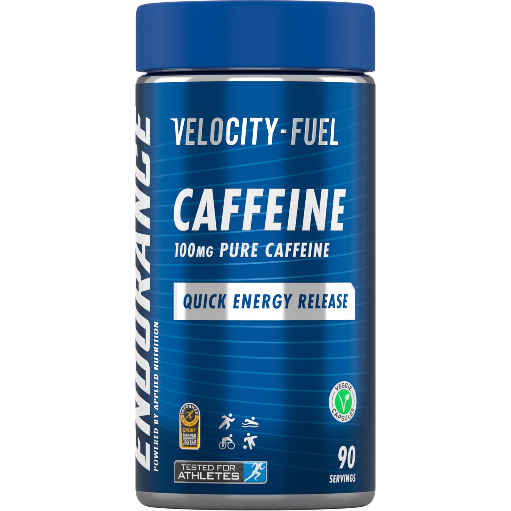 Applied Nutrition Endurance Velocity Fuel Pure Caffeine, 100 mg, 90 Capsules