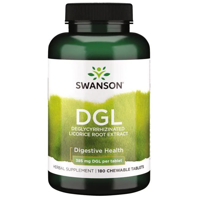 Swanson DGL Deglycyrrhizinated Licorice Root Extract, 385 mg, 180 Chewable Tablets