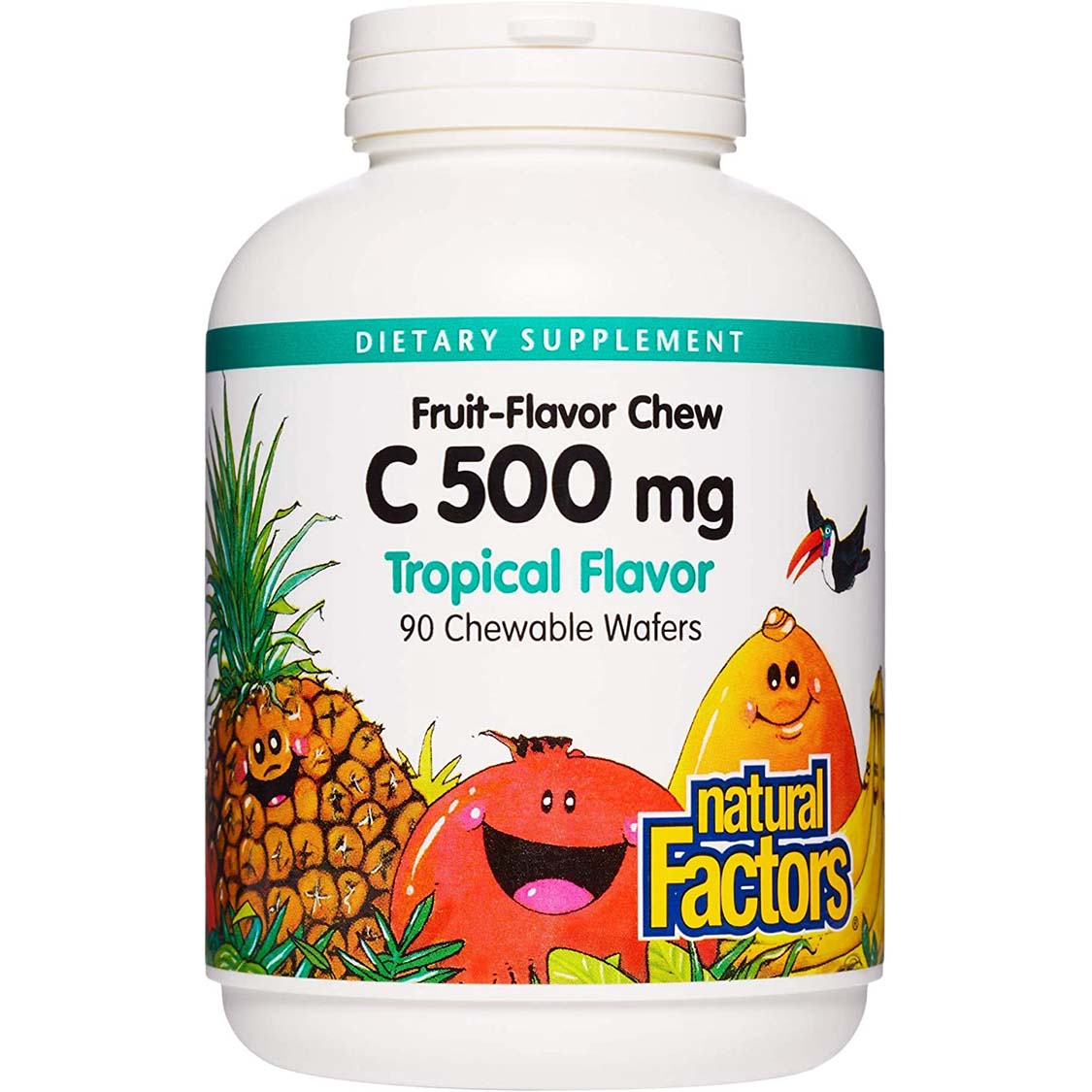 Natural Factors Vitamin C 500 mg Chewable Wafer, Tropical Flavor, 90 Chewable Wafer