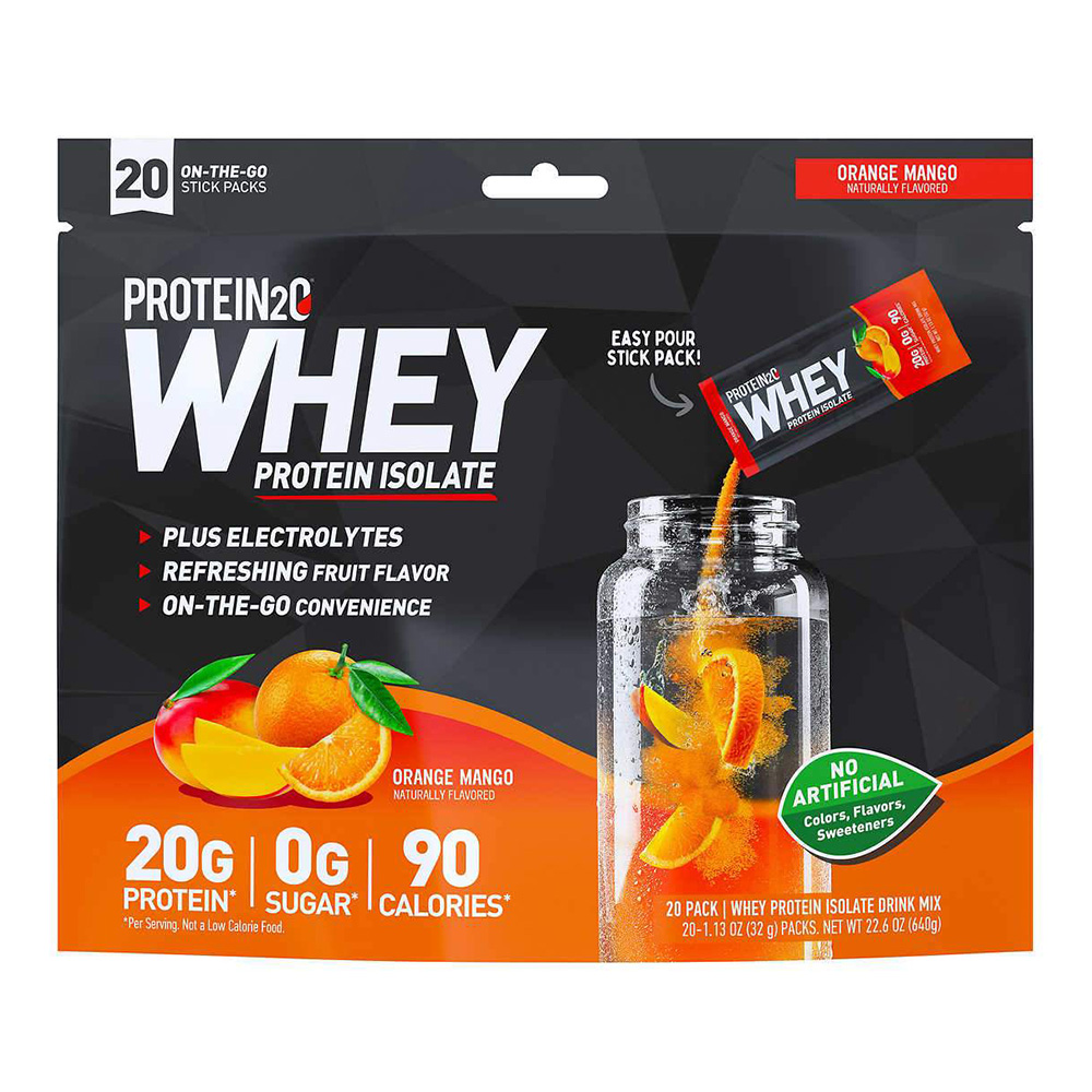 Protein2o Whey Protein Isolate 20 Pack Orange Mango