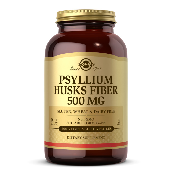 Solgar Psyllium Husks Fiber, 500 mg, 200 Vegetable Capsules