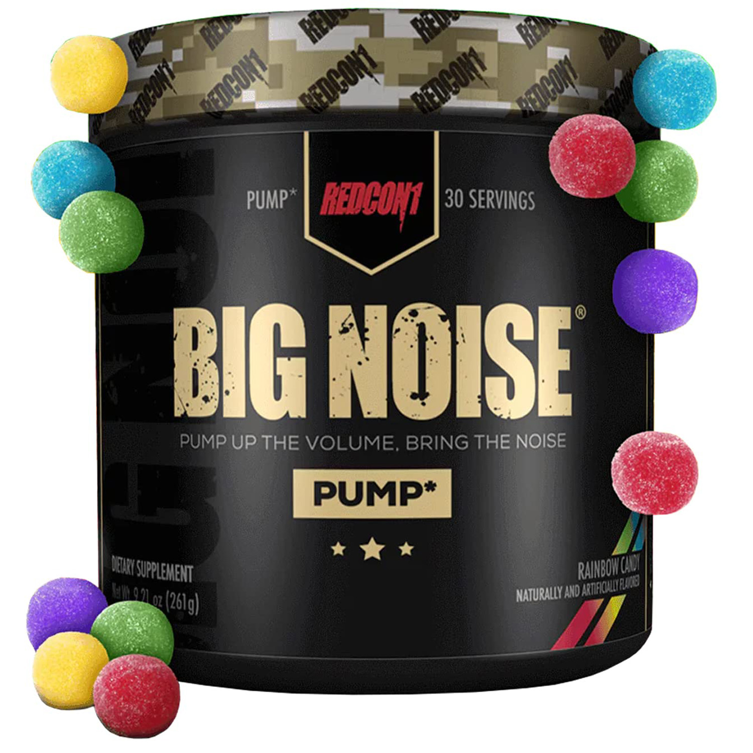 Redcon1 Big Noise Pump, Rainbow Candy, 30, Non-Stimulant Pre workout, Faster Gains and Recovery