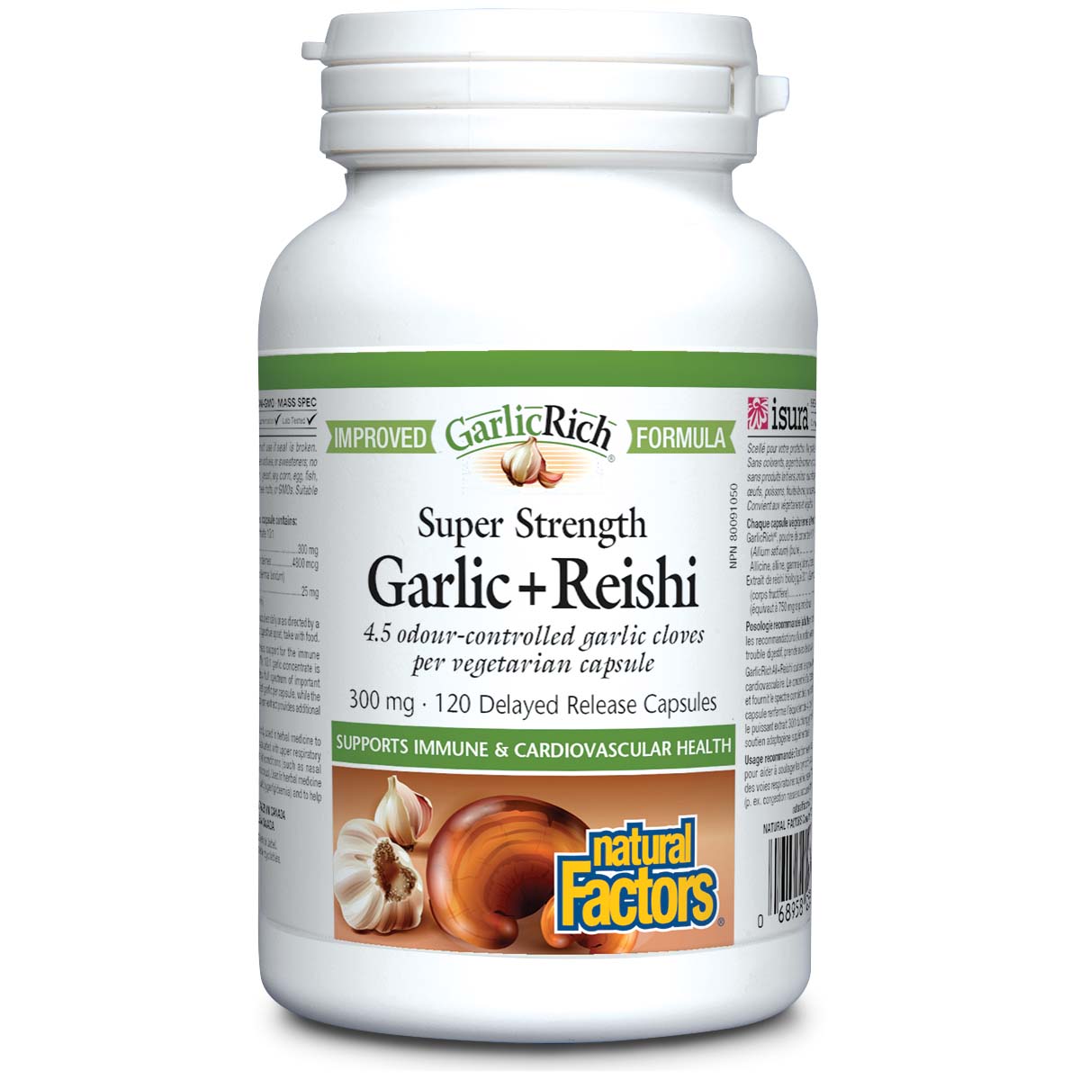 Natural Factors Super Strength Garlic + Reishi 120 Capsules 300 mg