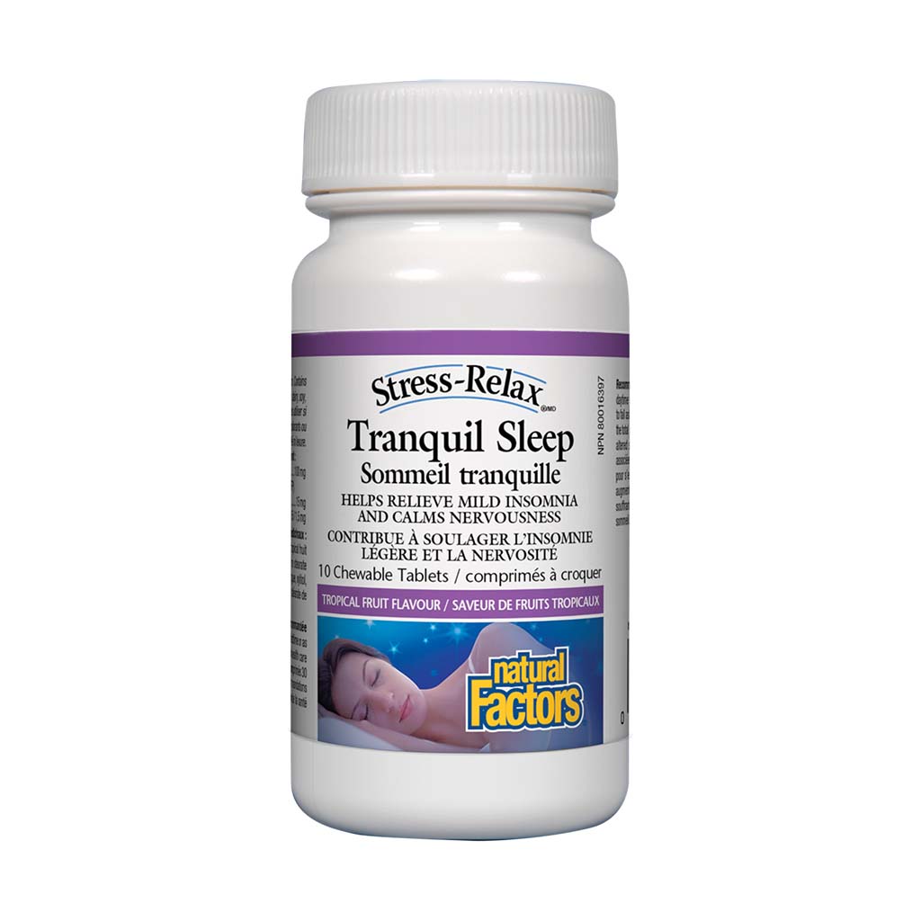 Natural Factors Stress Relax Tranquil Sleep 10 Chewable Tablets