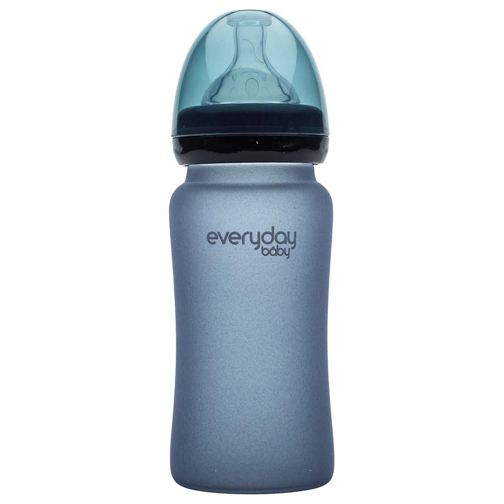 Everyday Baby  Glass Heat Sensing Baby Bottle 240 ML Blueberry