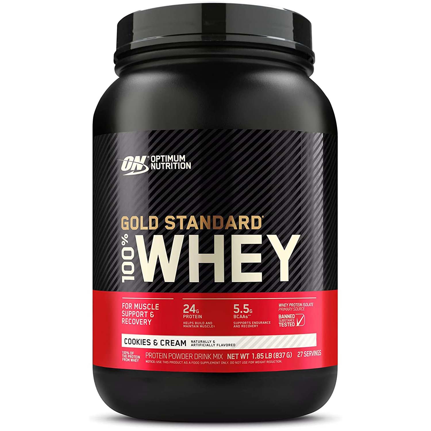 Optimum Nutrition Gold Standard 100% Whey Protein, Cookies and Cream, 2 LB
