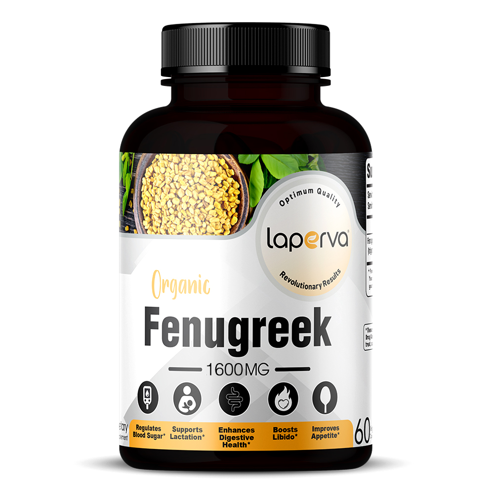 Laperva Organic Fenugreek, 1600 mg, 60 Veggie Capsules
