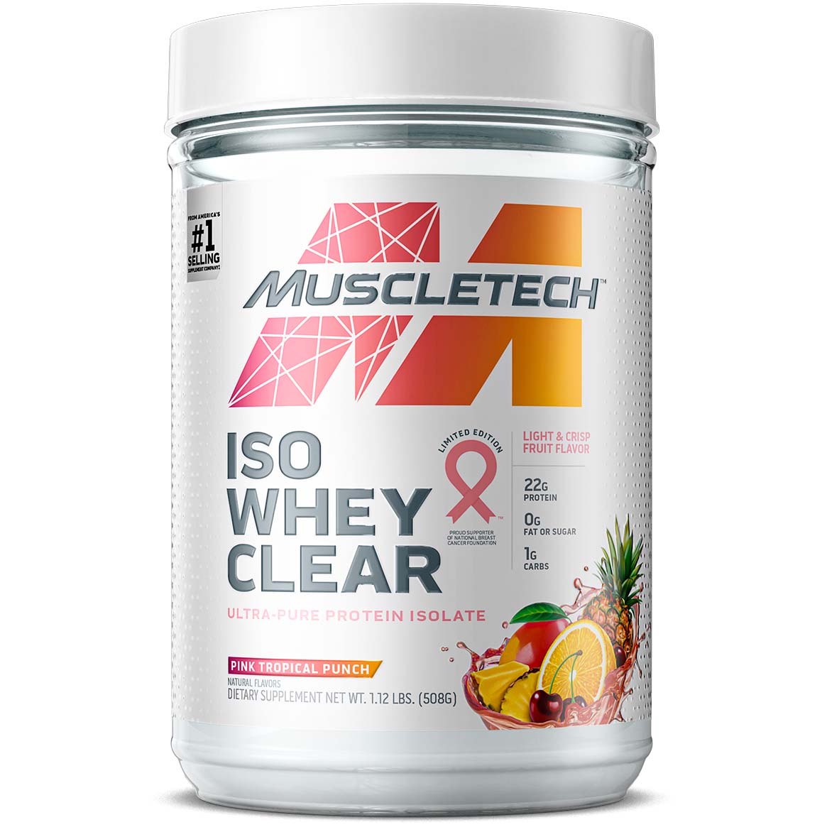 Muscletech Iso Whey Clear, Pink Tropical Punch, 1LB
