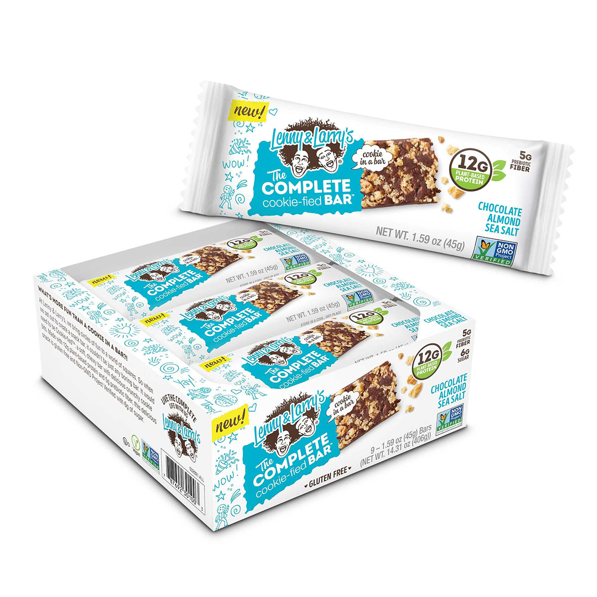 Lenny & Larry’s The Complete Cookie-fied Bar Chocolate Almond Sea Salt Box of 9 Bars