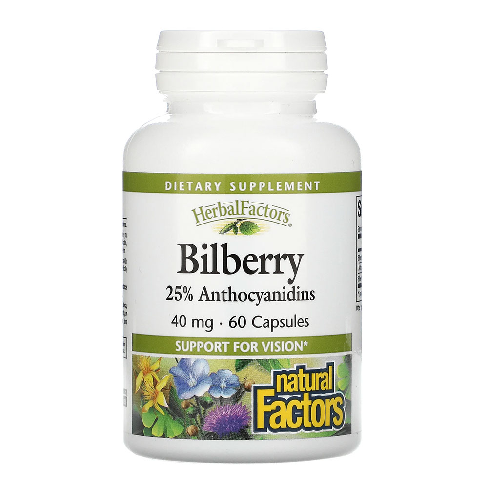 Natural Factors Bilberry 60 Capsules 40 mg