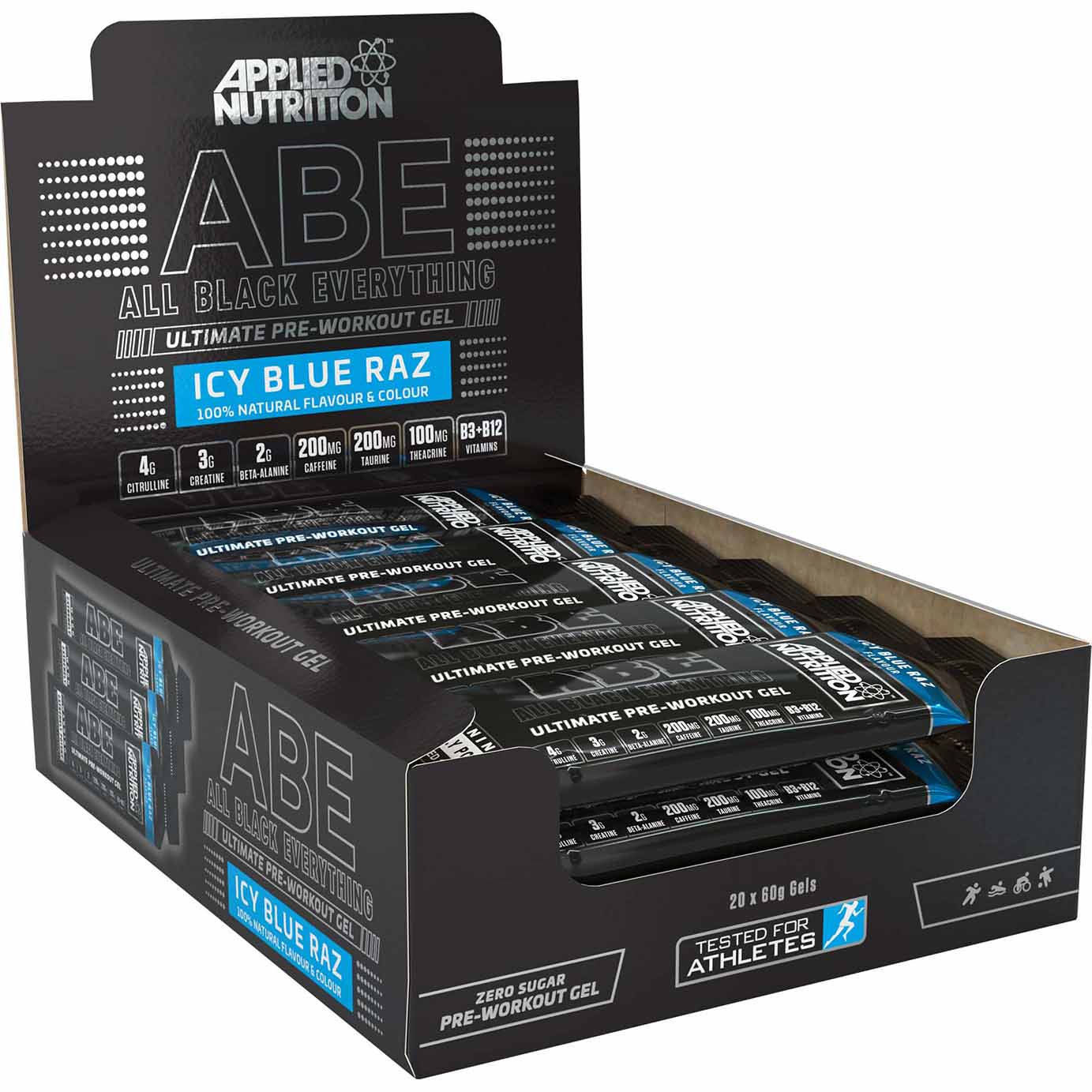 Applied Nutrition ABE Ultimate Pre Workout Gel Box of 20 Pieces Icy Blue Raz
