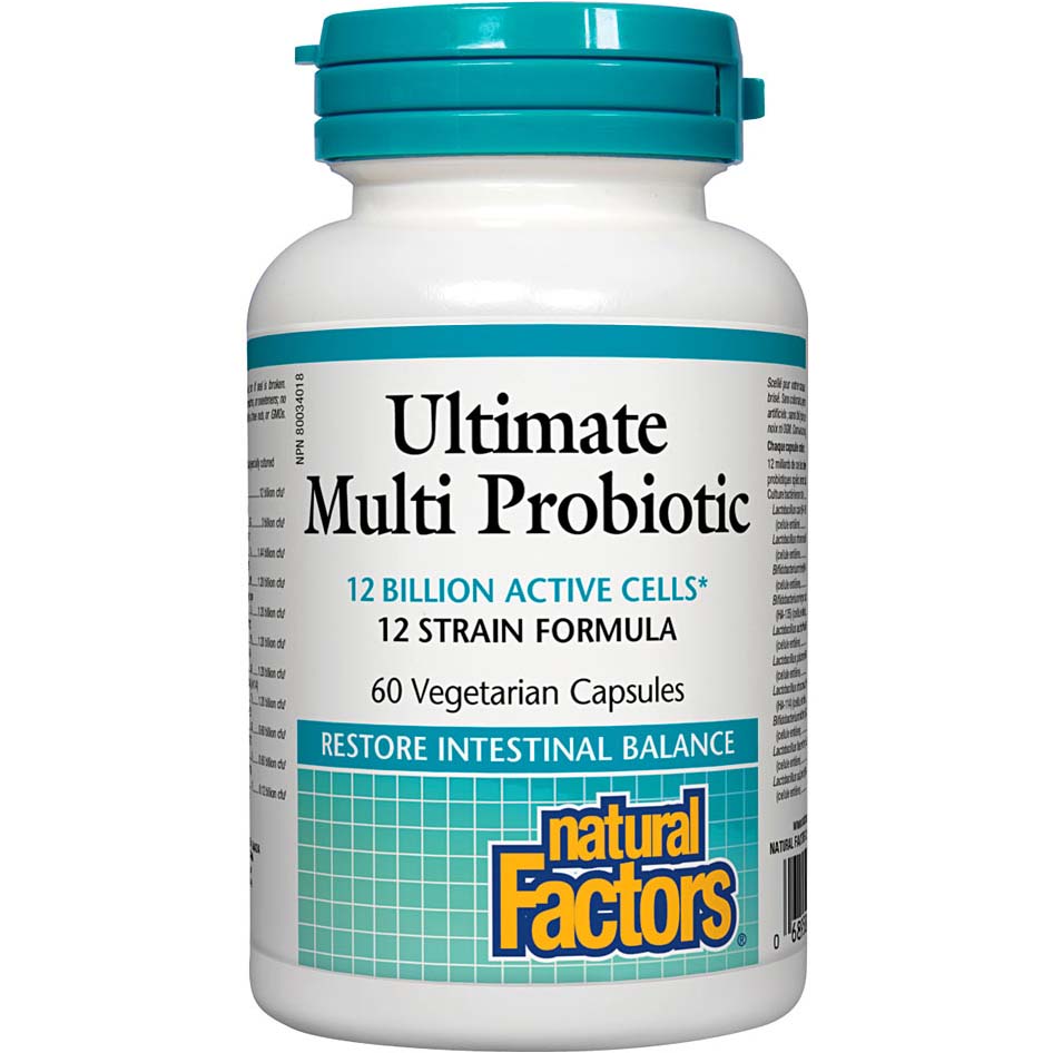 Natural Factors Ultimate Multi Probiotic, 12 Billion Active Cells, 60 Veggie Capsules