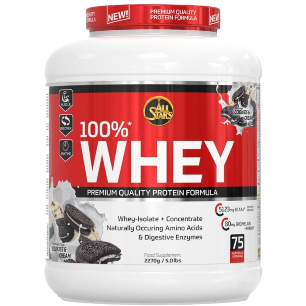 All Stars 100% Whey Protein Pure Isolate Concentrate, Cookies and Cream, 5 LB