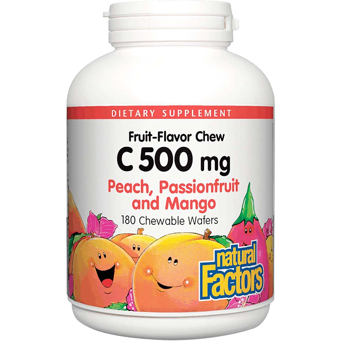 Natural Factors Vitamin C 500 mg Chewable Wafer 180 Chewable Wafer Peach Passionfruit Mango