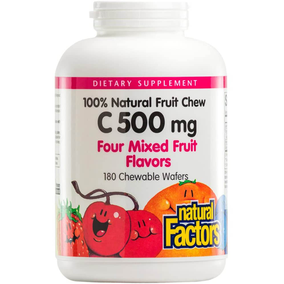 Natural Factors Vitamin C 500 mg Chewable Wafer, Mixed Fruit, 180 Chewable Wafer