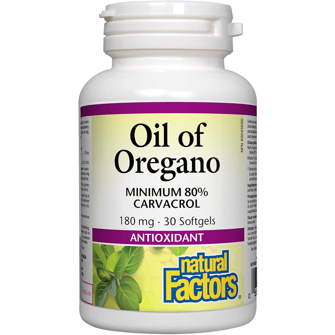 Natural Factors Oil Of Oregano 30 Softgels 180 mg