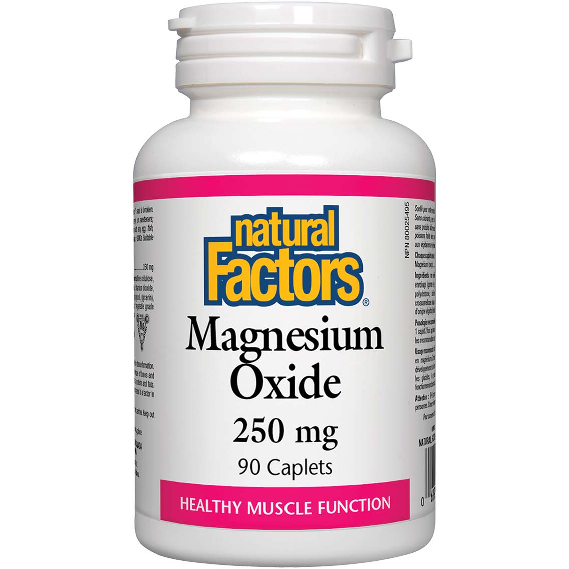 Natural Factors Magnesium Oxide 90 Caplets 250 mg
