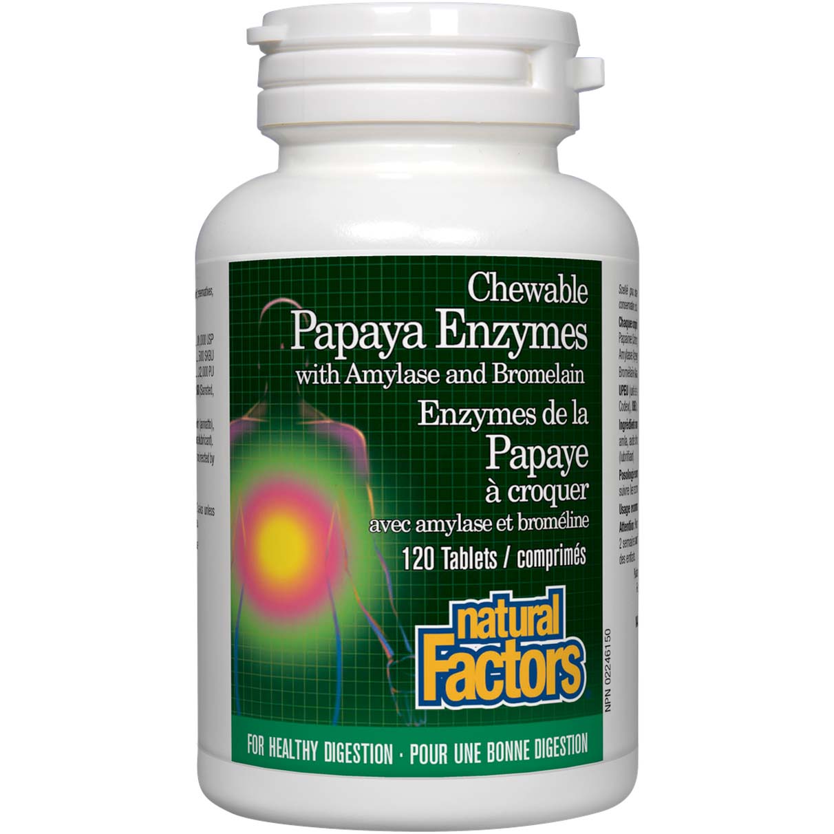 Natural Factors Papaya Enzymes with Amylase & Bromelain 120 Tablets