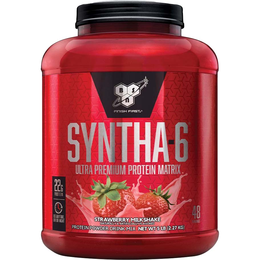 BSN Syntha-6 Whey Protein, Strawberry Milkshake, 5 LB