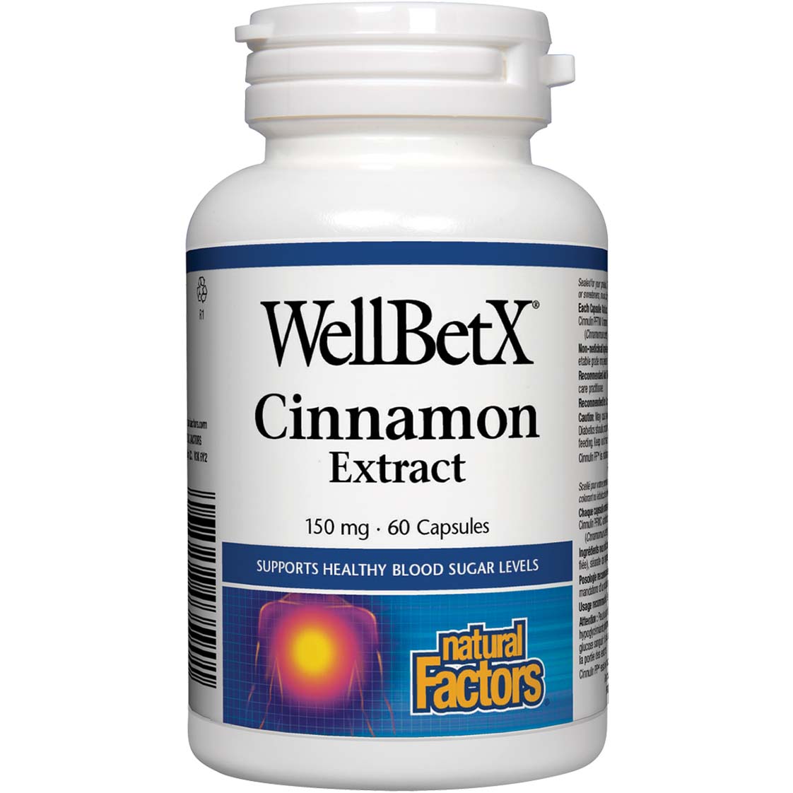 Natural Factors WellBetX CinnamonRich, 150 mg, 60 Capsules