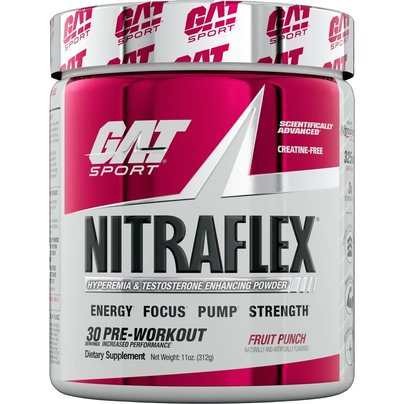 Gat Sport Nitraflex Testosterone Boosting Powder, Fruit Punch, 30