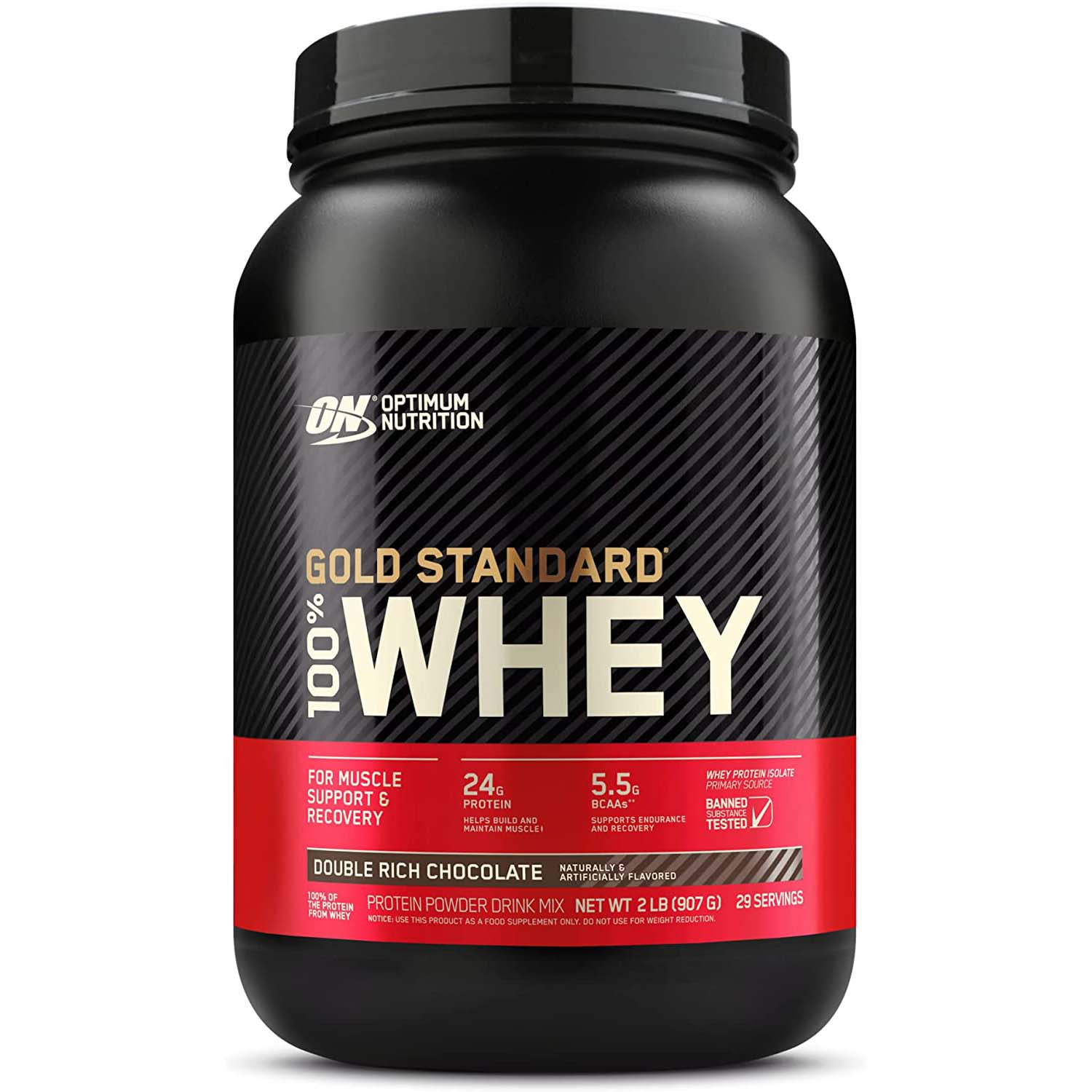 Optimum Nutrition Gold Standard 100% Whey Protein, Double Rich Chocolate, 2 LB
