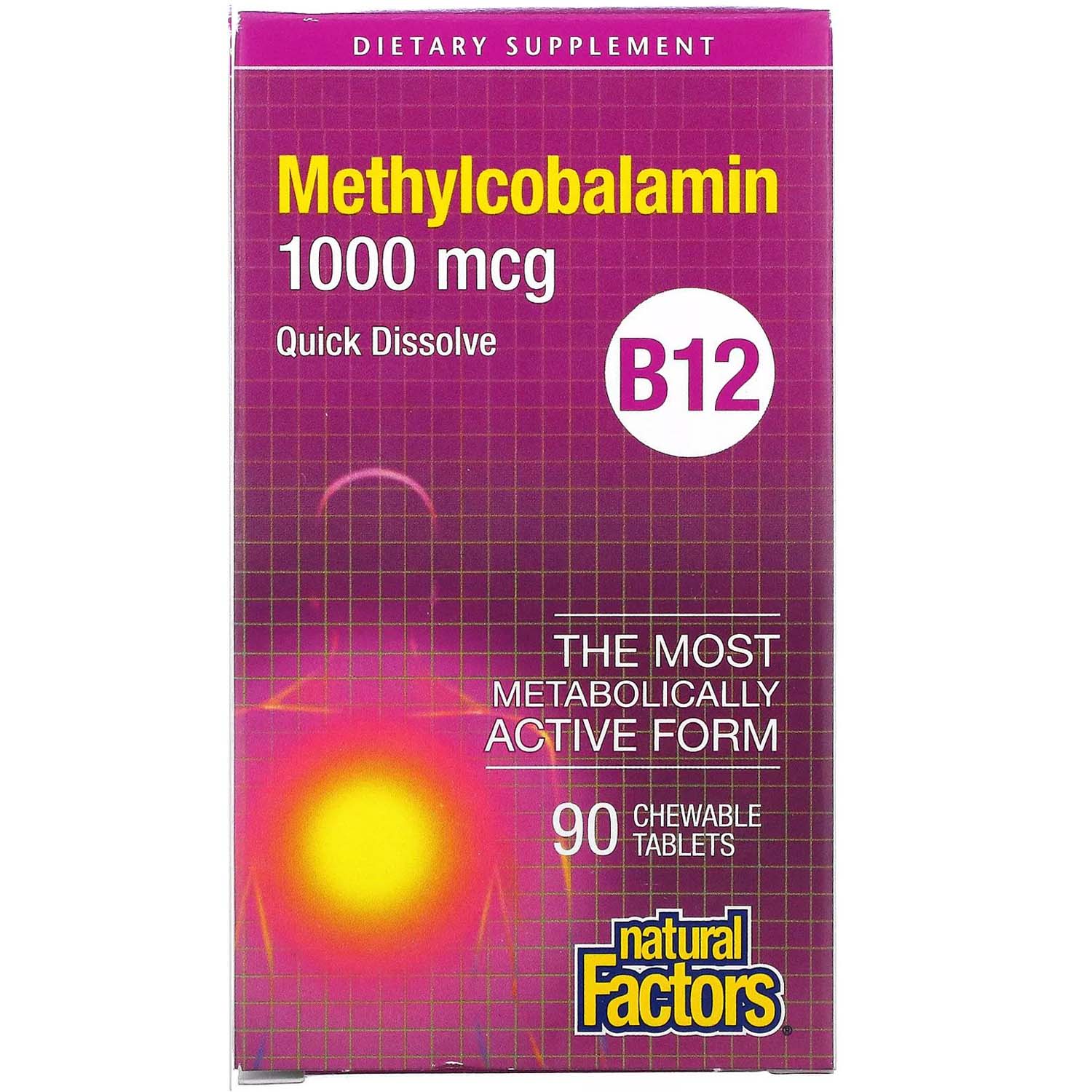 Natural Factors B12 Methylcobalamin 90 Chewable Tablets 1000 mcg