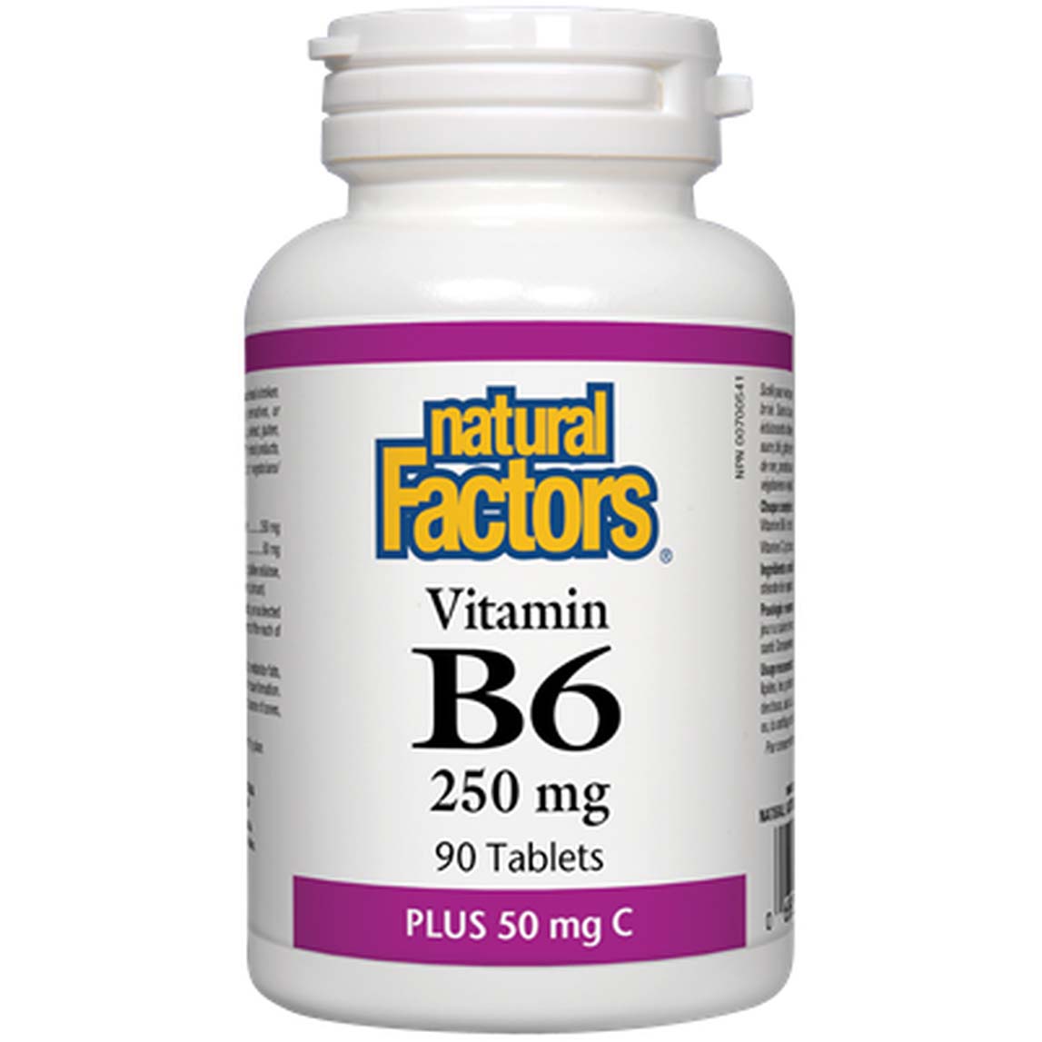 Natural Factors Vitamin B6 250 Mg Plus 50 Mg Vitamin C, 250 mg, 90 Tablets