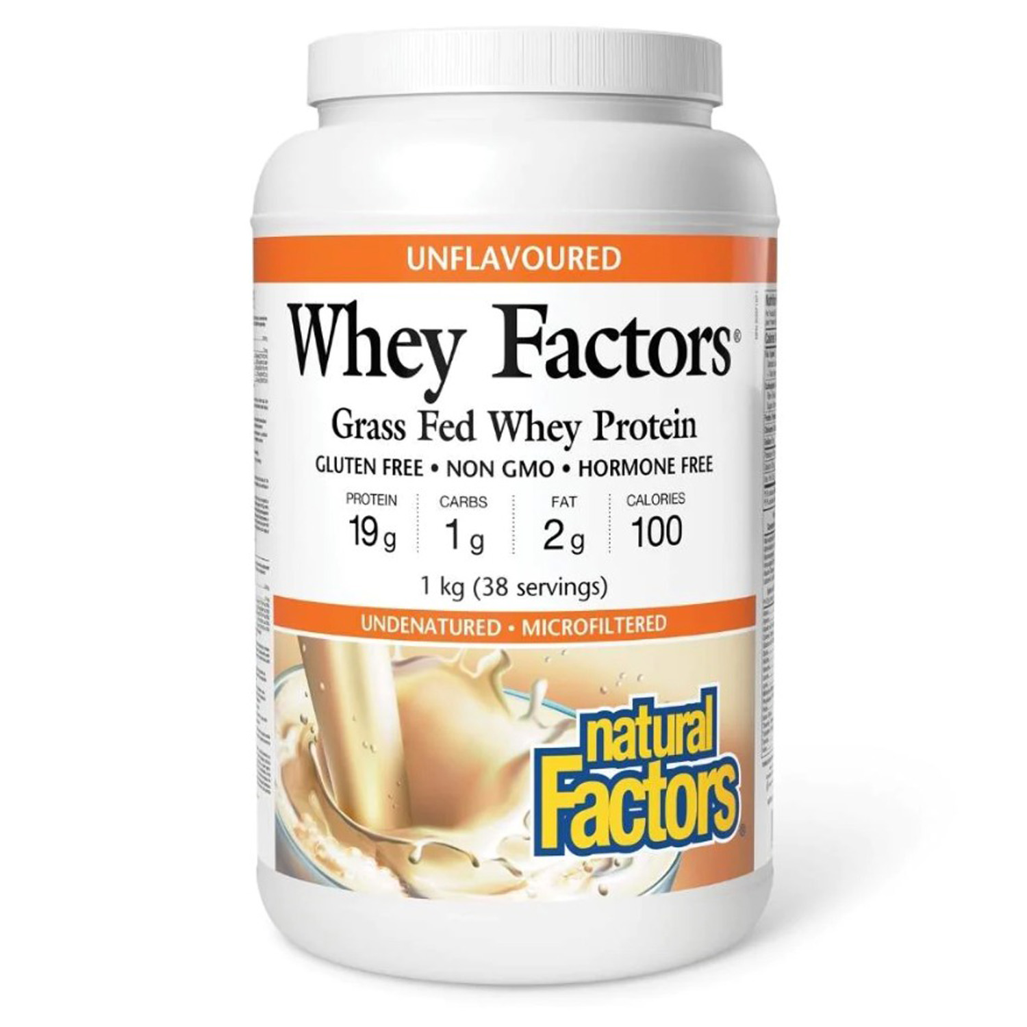 Natural Factors Whey Factors Protein, Unflavored, 1 kg