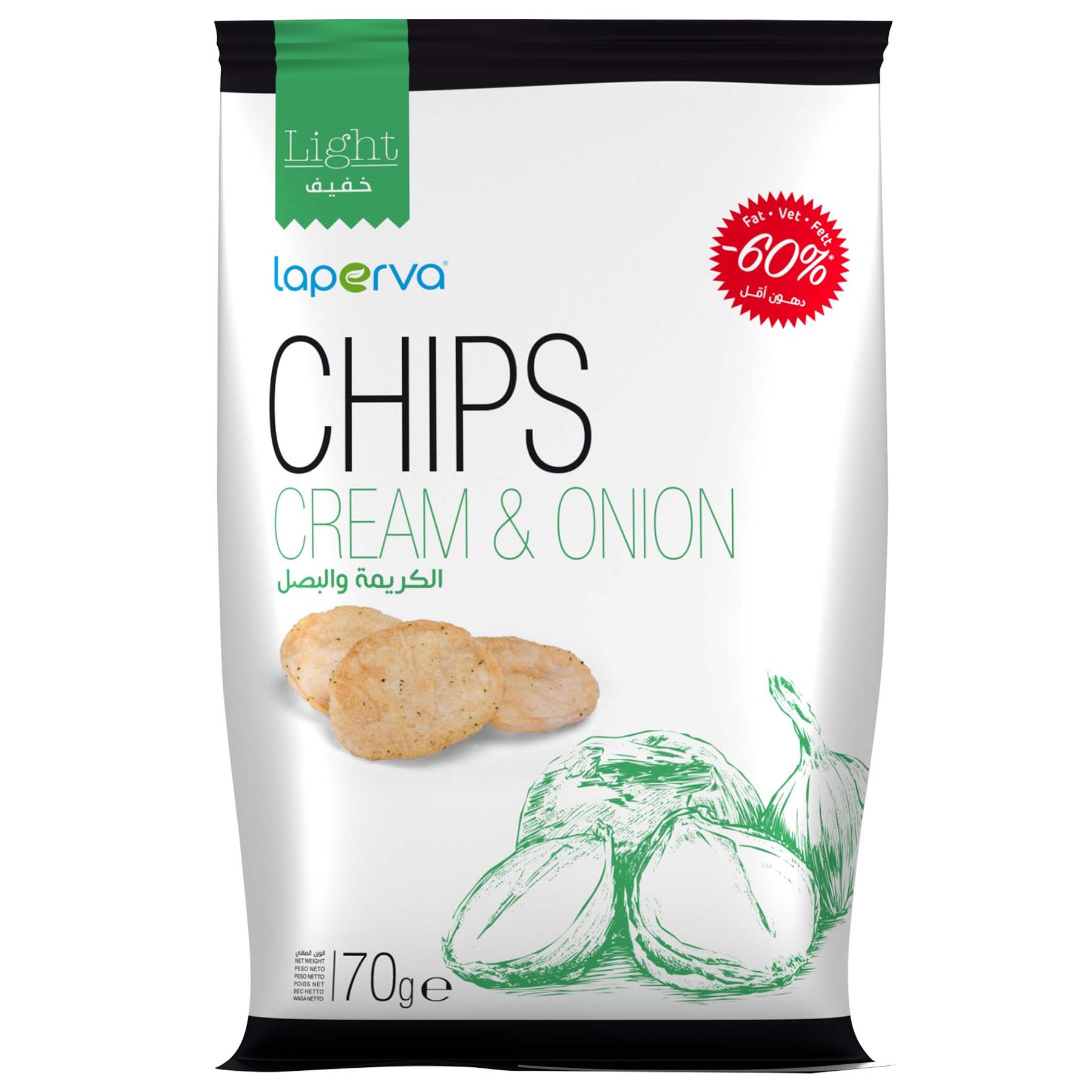 Laperva Light Chips, Cream & Onion, 70 Gm