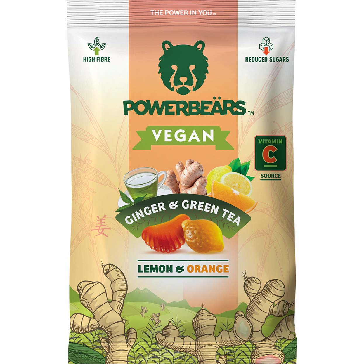 Powerbear Vegan Snack 50 Gm Ginger & Green Tea