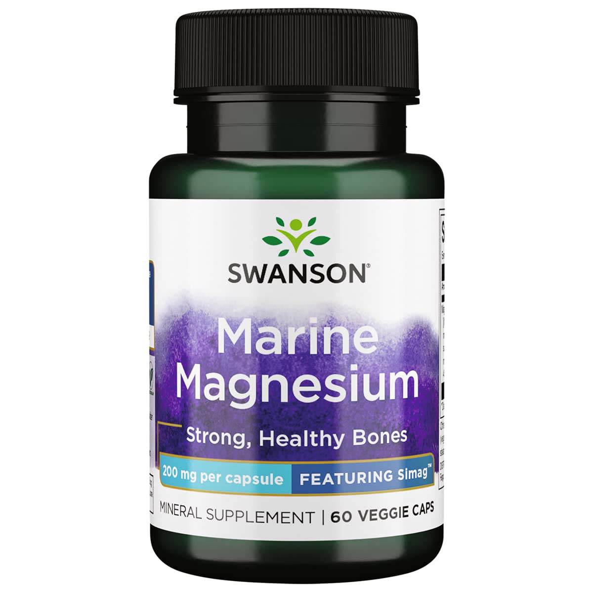 Swanson Marine Magnesium , 200 mg, 60 Veggie Capsules
