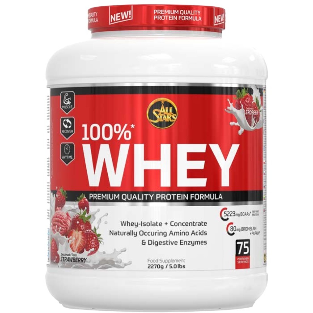 All Stars 100% Whey Protein Pure Isolate Concentrate 5 LB Delicious Strawberry