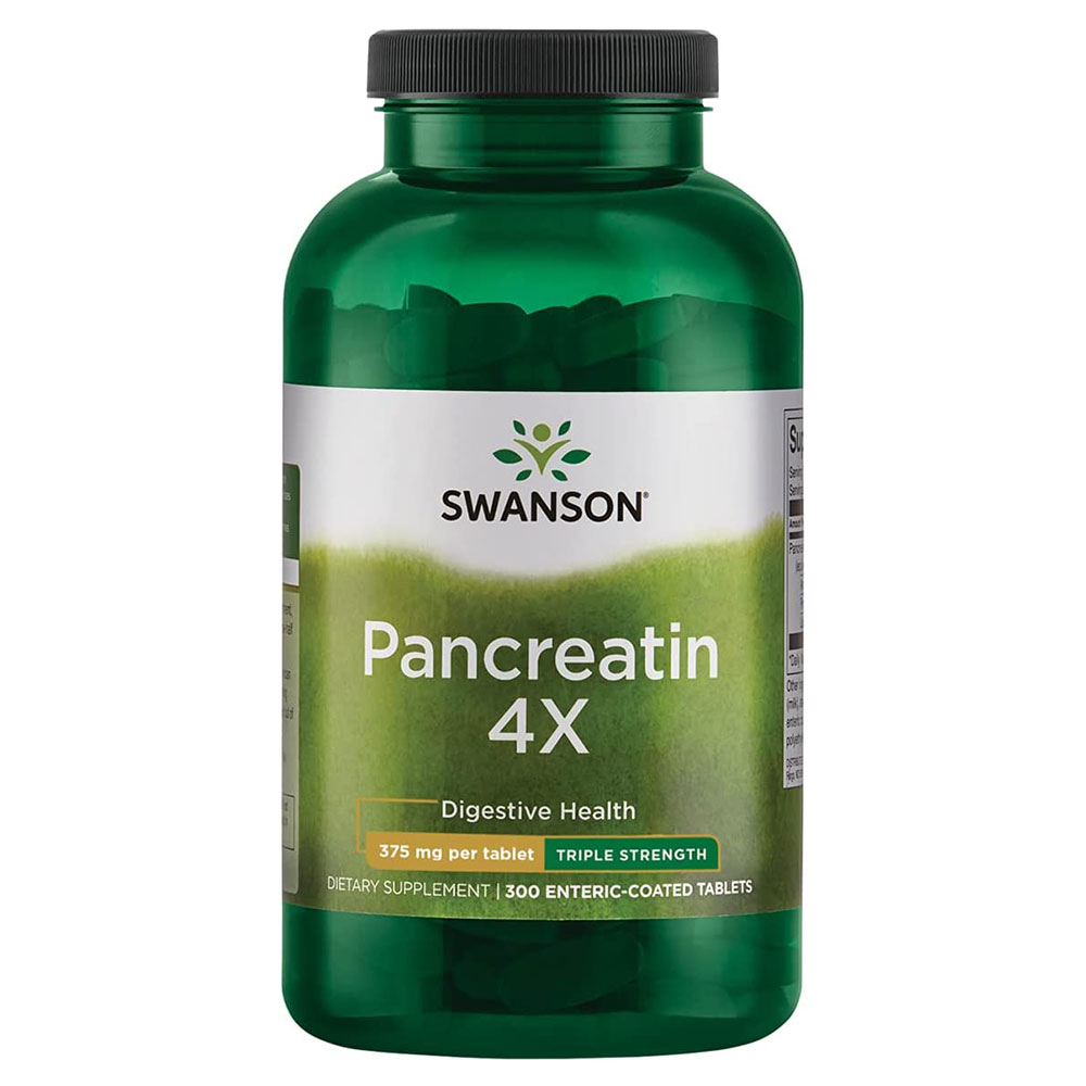 Swanson Pancreatin 4X, 300 Tablets, 375 mg