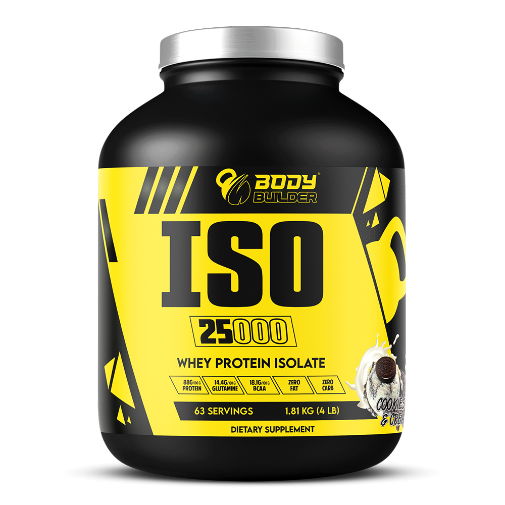 Body Builder Iso 25000, Cookies and Cream, 4 LB, 25 g of Whey Protein Per 1 seving