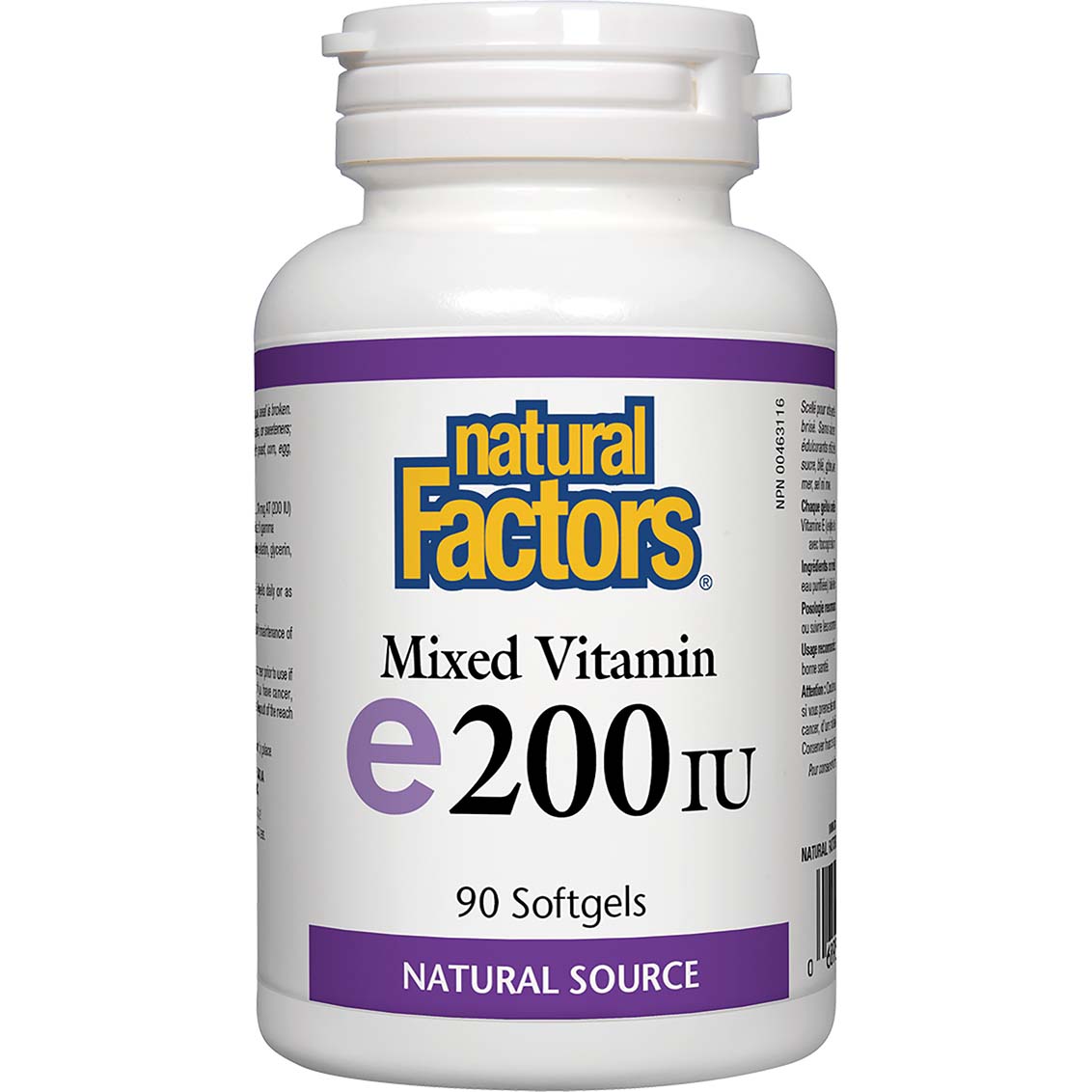 Natural Factors Mixed Vitamin E, 200 IU, 90 Softgels