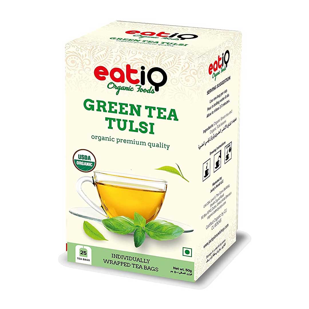 Eatiq Organic Foods Green Tea Tulsi, 25 Bags