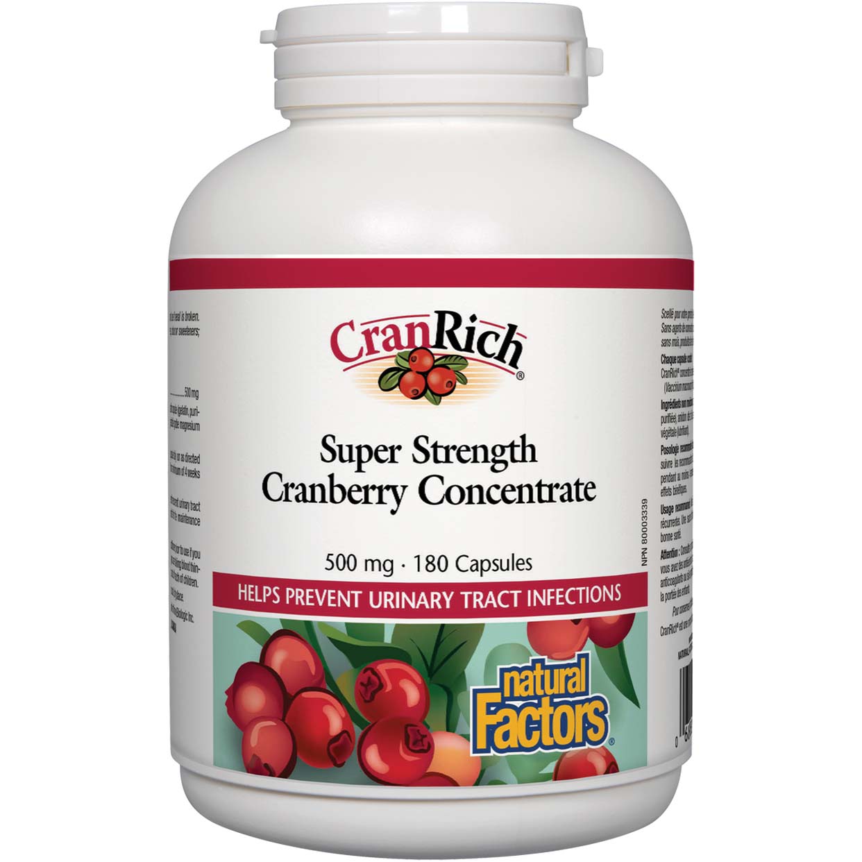 Natural Factors  Super Strength Cranberry Concentrate 180 Capsules 500 mg