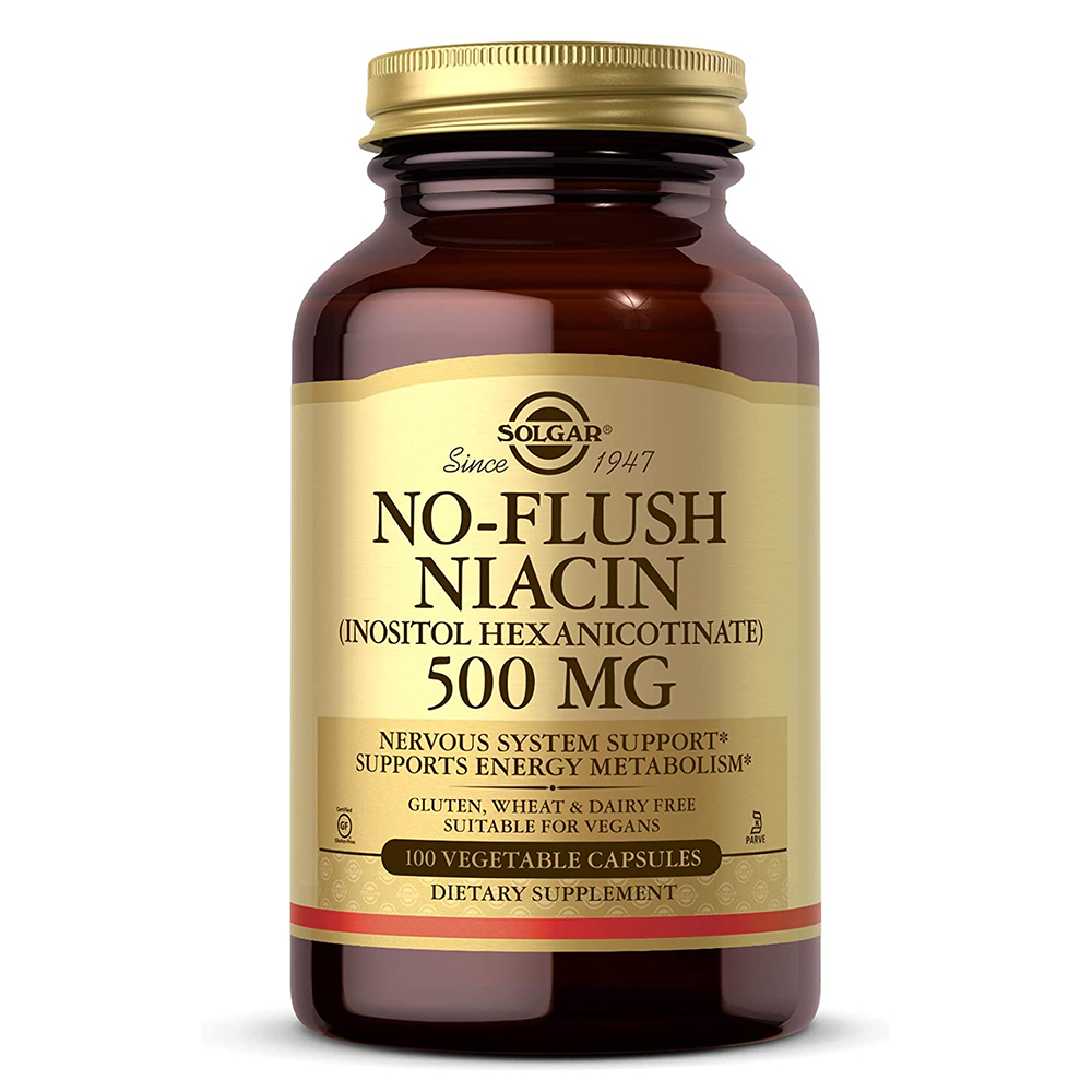 Solgar No-flush Niacin (Inositol Hexanicotinate) 100 Vegetable Capsules 500 mg