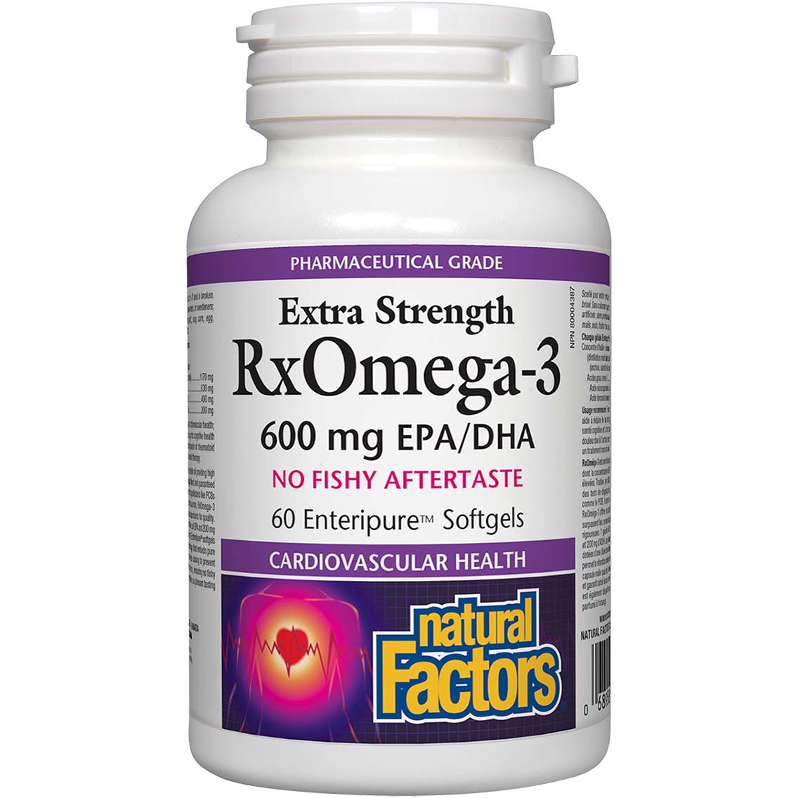 Natural Factors Extra Strength RxOmega-3, 600 mg, 60 Softgels