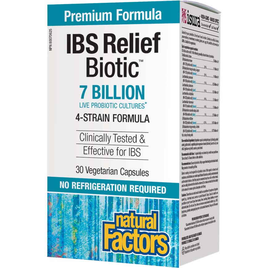 Natural Factors IBS Relief Biotic, 7 Billion Active Cells, 30 Veggie Capsules