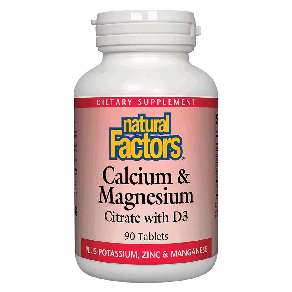 Natural Factors Calcium & Magnesium Citrate with D3 Plus Potassium, Zinc & Manganese 90 Tablets