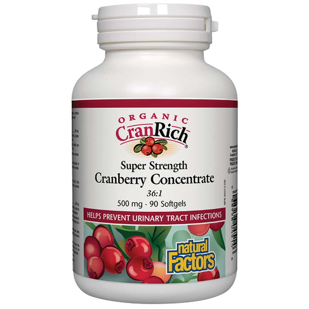 Natural Factors  Super Strength Cranberry Concentrate, 500 mg, 90 Softgels