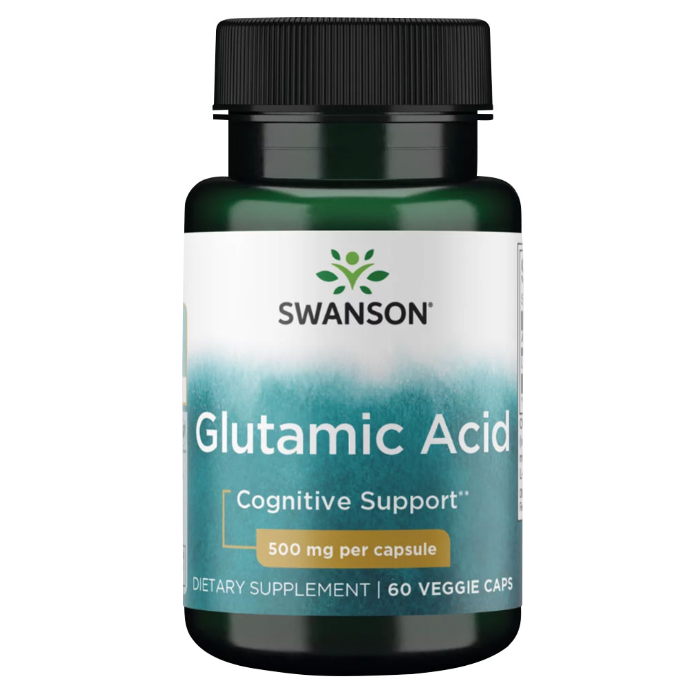 Swanson Glutamic Acid, 60 Veggie Capsules, 500 mg